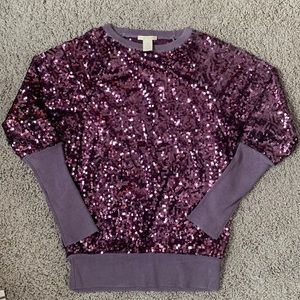 White + Warren Purple Sequins Top